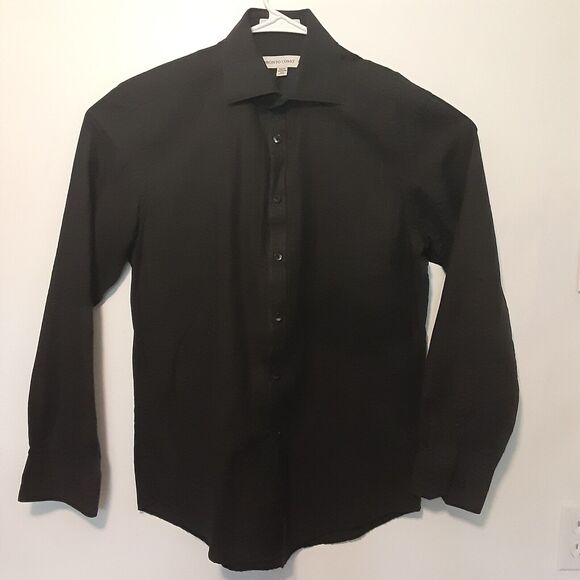 Pronto Uomo Mens Button Up Dress Shirt Black Size Medium Modern Fit - Picture 1 of 7